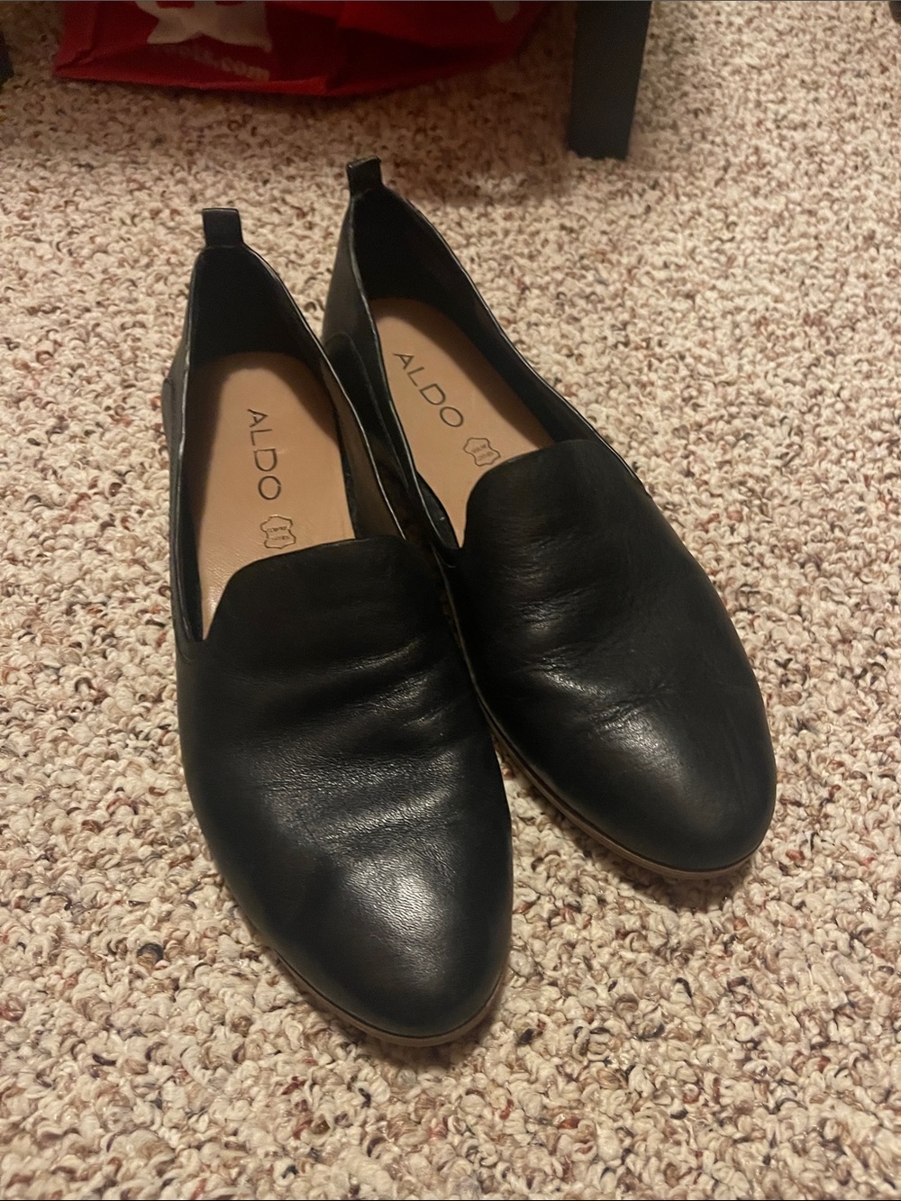 ALDO Black Leather Slip-On Loafers